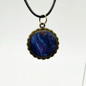 Artisan Blue and Gold Pendant Necklace